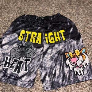 Rebellious One Black and Gray Graphic Athletic Shorts